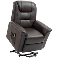 ELECTRIC POWER LIFT CHAIR FOR ELDERLY, PU LEATHER RECLINER SOFA WITH FOOTREST AND REMOTE CONTROL FOR LIVING ROOM, BROWN