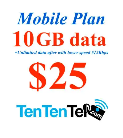 Moblie phone data plan package (NO contract) Telus/Bell network Promo 10GB $25 (port in NOT availaib...