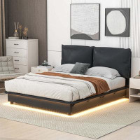 Wrought Studio Queen Size Upholstered Platform Bed with Sensor Light and Ergonomic Design Backrests