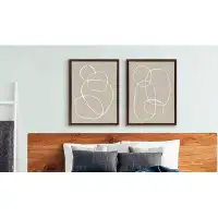 Wade Logan Turon Beige Going in Circles by Teju Reval - 2 Piece Picture Frame Drawing Print Set