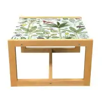 East Urban Home East Urban Home Garden Art Coffee Table, Tropical Pattern Of Various Island Plantation And Butterflies,