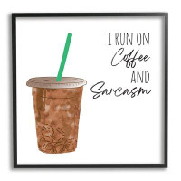 Stupell Industries Run On Coffee And Sarcasm Funny Beverage Phrase Oversized Black Framed Giclee Texturized Art By Jenni