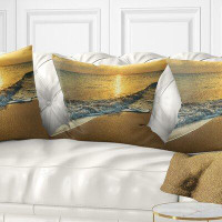 East Urban Home Beach Waves Under Yellow Sunset Modern Pillow
