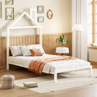Harper Orchard Twin Size Metal Platform Bed with House-Shaped Headboard