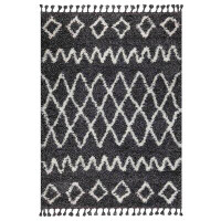 East Urban Home Rectangle Nobhill Geometric Machine Woven Polyester Area Rug in White/Black