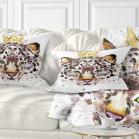 East Urban Home Animal Leopard Head with Crown Lumbar Pillow