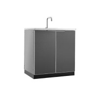 NewAge Products Outdoor Kitchen Aluminum Grey Glass 32 in. Sink Cabinet