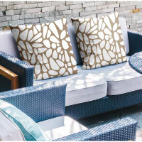 Ebern Designs Stone Geometric Indoor/Outdoor Square Pillow