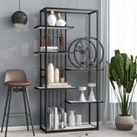 Ebern Designs 6-Tier Open Bookshelf: Home Office Bookcase with Metal Frame