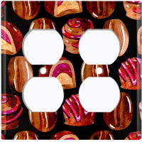 WorldAcc Metal Light Switch Plate Outlet Cover (Coffee Beans Candy Treat Black - Double Duplex)