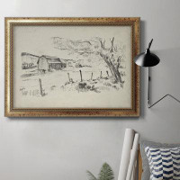 Rosalind Wheeler Sketched Barn View II Premium Framed Canvas- Ready To Hang