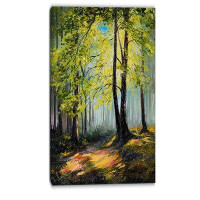 Design Art Autumn Forest Landscape Painting Print on Wrapped Canvas