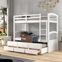 Harriet Bee Floreda Twin over Twin 3 Drawer Standard Bunk Bed with Trundle by Harriet Bee