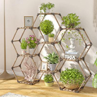 Arlmont & Co. 9-tier creative DIY wooden hexagonal plant stand flower stand
