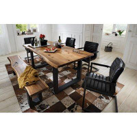 Union Rustic Lemay Iron Trestle Dining Table