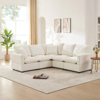 Latitude Run® 84*84" Modern L Shape Modular Sofa, 5 Seat Chenille Sectional Couch Set