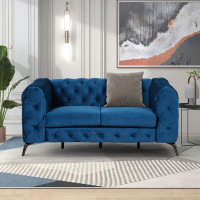 Mercer41 Modern Loveseat Sofa With Button Tufted Back,2-Person Loveseat Sofa Couch For Living Room,Bedroom,Or Small Spac