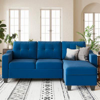 Belffin 2-Pieces Velvet L Shaped Sofa Apartment Sectional Couch