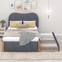 Latitude Run® Twin Size Upholstered Platform Bed With Twin Size Trundle