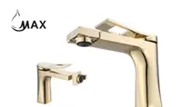Rotate Spout Bathroom Faucet Brushed Gold Finish