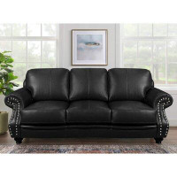 Sunset Trading Charleston 85" Leather Match Rolled Arm Sofa