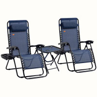 Charlton Home Folding Reclining Chair with Cupholders & Pillows, Adjustable Lounge