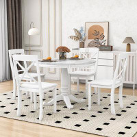 Rosalind Wheeler Moneke 5-Piece Dining Table Set, Wooden Kitchen Table with 4 Chairs