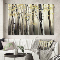 East Urban Home Cabin & Lodge 'Golden Birch Forest IV' Painting Multi-Piece Image on Canvas