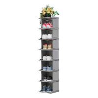 Rebrilliant Shoe Rack 8 Tiers DIY Narrow Stckable Free Standing Shoes Storage Tall Organizer Vertical Small Entryway Hal