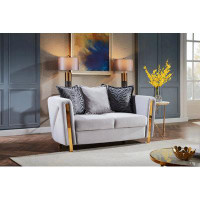 Everly Quinn Gorgonio Thick Velvet Fabric Upholstered Loveseat Made With Wood