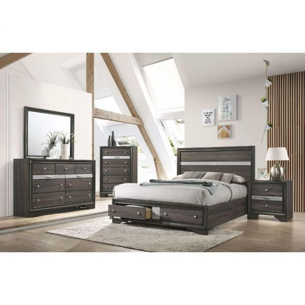 Christmas Special - 5 Piece Naima Black, White or Gray Queen/Eastern King Bed, Night Stand, Mirror,  Dresser & Chest AFC in Beds & Mattresses - Image 3