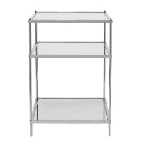 Mercer41 27" Chrome Glass And Iron Rectangular Mirrored End Table With Shelf