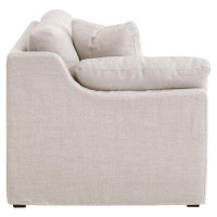 Benjara 2 Seater Sofa With Sloped Left Arm And Hand Ties, Grey