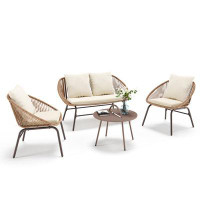 Bay Isle Home™ Leleifi 4 Pieces Patio Conversation Set, with Loveseat and Side Table