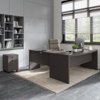 Bush Business Furniture Office By Kathy Ireland® Echo 72W Bow Front L Shaped Desk With 3 Drawer Mobile File Cabinet