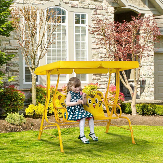 2-SEAT KIDS PATIO SWING CHAIR, CHILDREN OUTDOOR PATIO LOUNGE CHAIR, FOR GARDEN PORCH in Toys & Games - Image 2