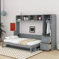Hokku Designs Full Size Murphy Bed Wall Bed With Closet And Drawers