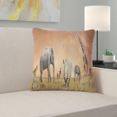 East Urban Home African Savannah Wildlife Panorama Throw Pillow in Home Décor & Accents