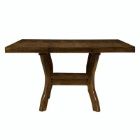Millwood Pines Transitional Brown Finish Dining Table with Lower Display Shelf and Extension Leaf