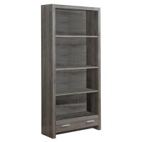 Loon Peak 71" Taupe Four Tier Barrister Bookcase With One Drawer