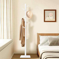 Latitude Run® Coat Rack Freestanding with Stable Square Base, With 3 Adjustable Sizes and 8 Hooks,Easy Assembly