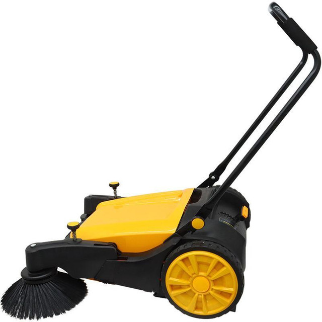 Triple Brush Push Power Sweeper Pavement Sweeper Portable Hand Push Without Sunroof Working Width 41Inch Yellow 025301 in Other Business & Industrial in Toronto (GTA) - Image 4