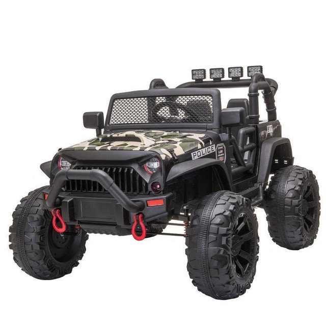 12V BATTERY-POWERED KIDS JEEP RIDE ON POLICE CAR 2-SEATER WITH PARENTAL REMOTE CAMOUFLAGE in Toys & Games - Image 4