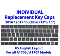 Individual Replacement Keyboard Caps for Apple Macbook Pro A1706 A1707 13 & 15-inch Touchbar US English Keycaps Keys Key