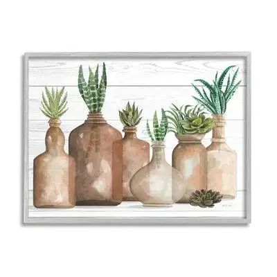 Stupell Industries Various Succulents Plants Vases