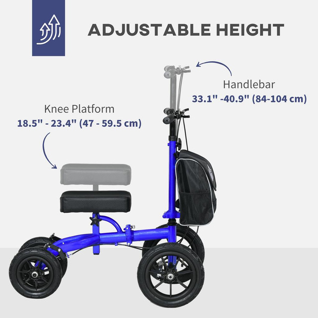 Knee Scooter 19.7" W x 35.4" D x 40.9" H Blue in Health & Special Needs - Image 4