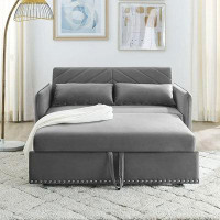 Latitude Run® Latitude Run® 3 In 1 Sleeper Sofa Couch Bed With 2 USB Ports, 55" Velvet Convertible Loveseat With Pull Ou