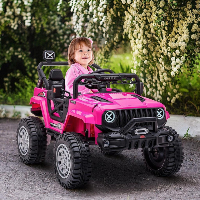 12V KIDS RIDE-ON TRUCK WITH REMOTE CONTROL, BATTERY-OPERATED KIDS CAR WITH LED LIGHTS, ELECTRIC RIDE ON TOY WITH SPRING in Toys & Games - Image 4
