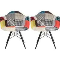 Corrigan Studio Set Of 2 Upholstered Plastic Seat Eiffel Black Wood Leg Dining Arm Chair