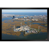 Latitude Run® New Jersey Wind Energy And Water Treatment Plant Photo Art Print Black Wood Framed Poster 20X14